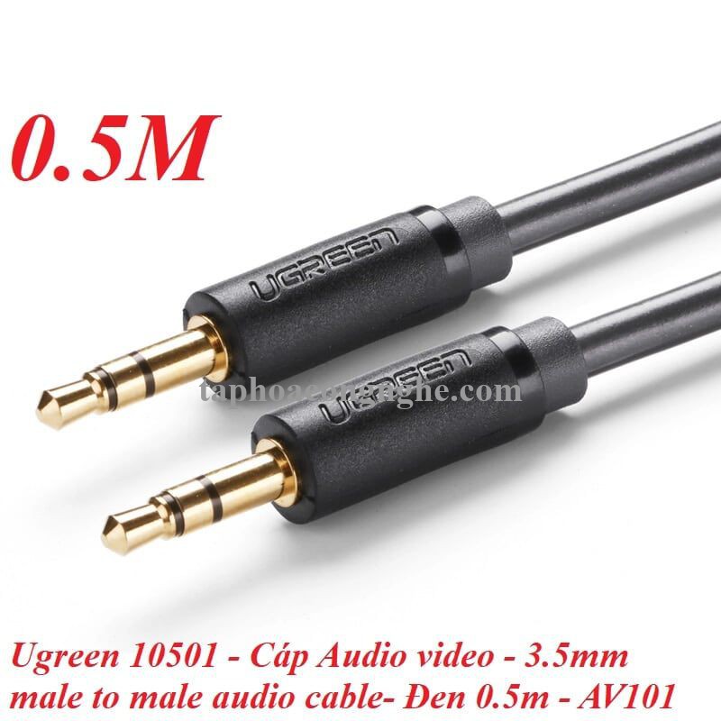Ugreen 10501 0.5M màu Đen Cáp âm thanh 2 đầu 3.5mm dương AV101 30010501